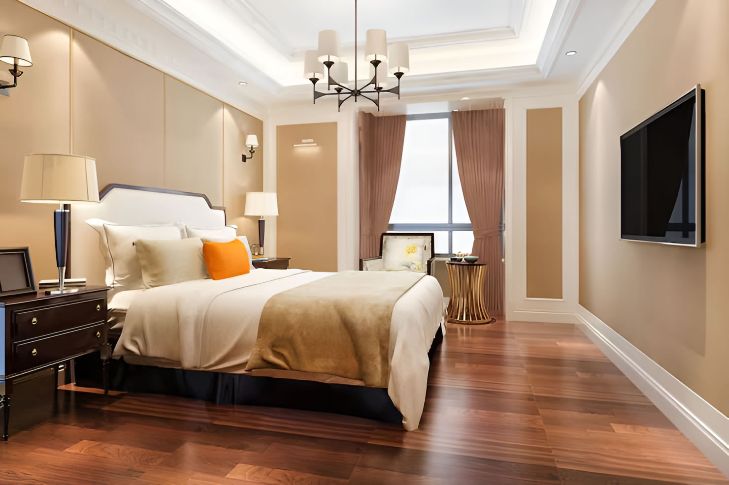 Luxury furnished master bedroom at The Sterling Suite shortlet in Mararaba